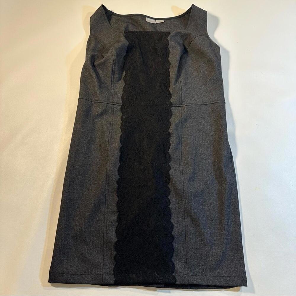Eshakti Custom Size 1X(?) Gray Sleeveless Sheath Dress With Black‎ Lace Panel